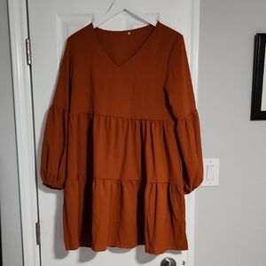Chic V-Neck Rust Blouse